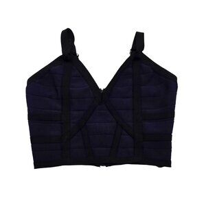 Women's - Bebe Navy Blue & Black Cropped Bandage Top, Size Small